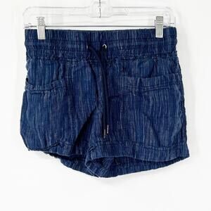 Athleta Cabo Linen Textured 4” Shorts Pull On Drawstring